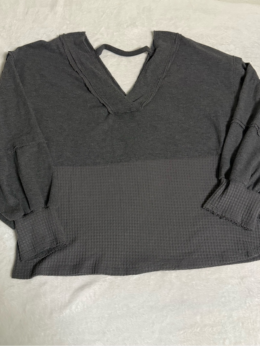 BKE Charcoal Black V-Neck Textured Pullover